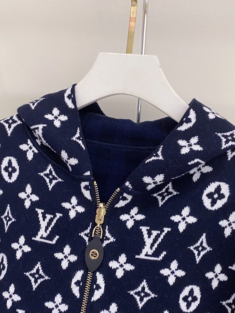Navy Monogram Zip Hoodie