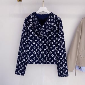 Navy Monogram Hooded Knit — SBS-C001